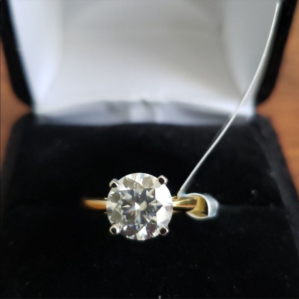 14k YellowGold 2Ct Moissanite Diamond Ring Retail $3,500